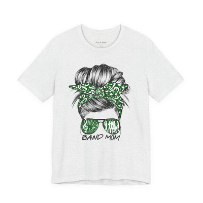 Band Mom Unisex Tee, Music Fan Shirt, Kelly Green and White, Bella Canvas, Band Mom Gift, Team Colors Shirt, Messy Bun Tee