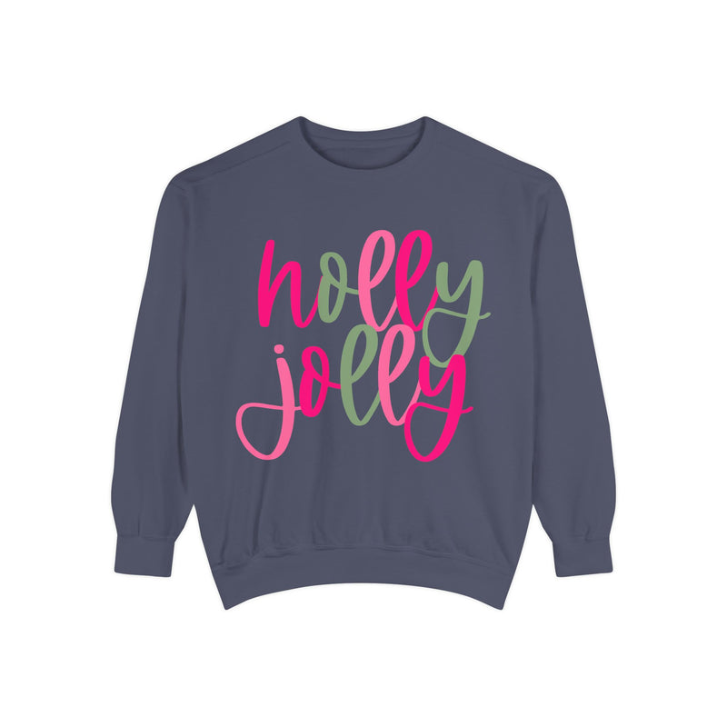 Neon Pink & Green 'Holly Jolly' Comfort Colors Sweatshirt
