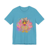 Neon Girly Thanksgiving Turkey Bella Canvas Women's T-Shirt, Unisex Tee, Cute Festival Top, Funny Holiday Shirt, Trendy Turkey Day Apparel