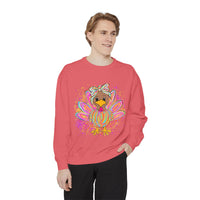 Neon Thanksgiving Turkey Comfort Colors Unisex Crewneck Sweatshirt