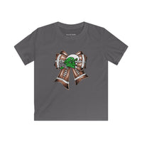 'Green Wave' Glitter Football Bow - Youth Gildan T-shirt