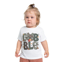 Baby T-Shirt, Bella Canvas Girl Camo Gobble Turkey Thanksgiving Fall Tee, Infant Top, Toddler Shirt, Kids Clothing, Children Apparel