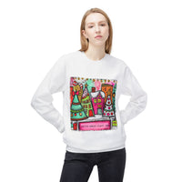 Festive Christmas Town with Customized Zip Code Gildan Fleece Crewneck Sweatshirt
