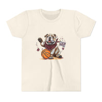 Bella Canvas Bulldogs Basketball Youth Tee, Perfect for Sports Lovers, Kids T-Shirt, MSU Bulldogs, Starkville MS