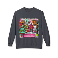 Festive Christmas Town with Customized Zip Code Gildan Fleece Crewneck Sweatshirt