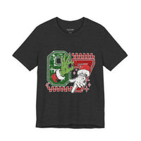 Christmas Retro Checkered Santa and Grinch Tee Six Seven Bella Canvas 3001 Unisex T-shirt Holiday Festive Outfit