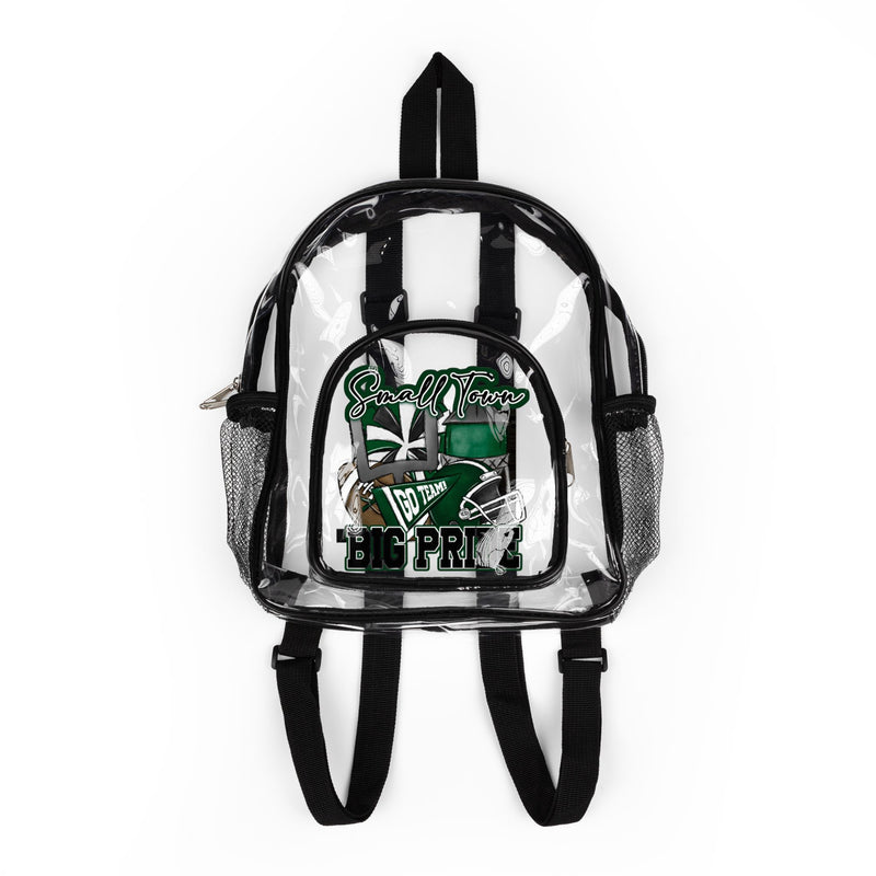 Clear Stadium Backpack — 'Small Town, Big Pride, Go Team' Clear Game Day Bag