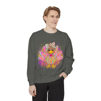 Neon Thanksgiving Turkey Comfort Colors Unisex Crewneck Sweatshirt