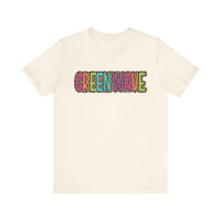 Colorful Green Wave Unisex Tee, Soft Bella Canvas Tshirt for High School Students, Cool Graphic Tee, Trendy Teen Shirt, Vibrant Green Wave