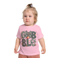 Baby T-Shirt, Bella Canvas Girl Camo Gobble Turkey Thanksgiving Fall Tee, Infant Top, Toddler Shirt, Kids Clothing, Children Apparel