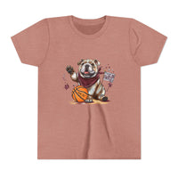 Bella Canvas Bulldogs Basketball Youth Tee, Perfect for Sports Lovers, Kids T-Shirt, MSU Bulldogs, Starkville MS