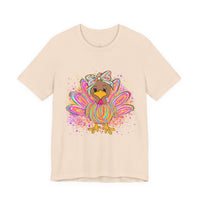 Neon Girly Thanksgiving Turkey Bella Canvas Unisex T-Shirt