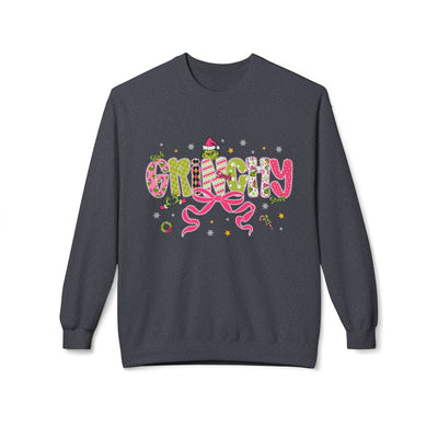 Grinchy Fleece Crewneck Sweatshirt, Cozy Holiday Apparel, Funny Christmas Gift, Unisex Sweater for Winter, Festive Pullover