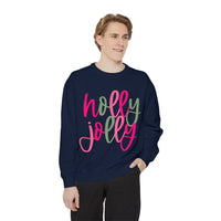 Neon Pink & Green 'Holly Jolly' Comfort Colors Sweatshirt