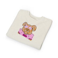 Bulldog with Pink Stars Rabbit Skins Toddler Sweatshirt