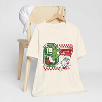 Christmas Retro Checkered Santa and Grinch Tee Six Seven Bella Canvas 3001 Unisex T-shirt Holiday Festive Outfit