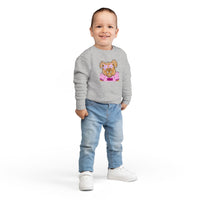 Bulldog with Pink Stars Rabbit Skins Toddler Crewneck Sweatshirt