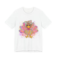 Neon Girly Thanksgiving Turkey Bella Canvas Women's T-Shirt, Unisex Tee, Cute Festival Top, Funny Holiday Shirt, Trendy Turkey Day Apparel