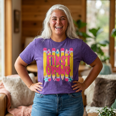 First Grade Women's T‑Shirt — Cute Back to School Pencil Design