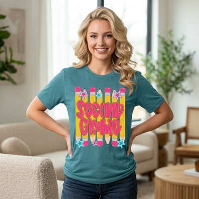 Second Grade T-Shirt — Cute Pencil School Tee for Teachers