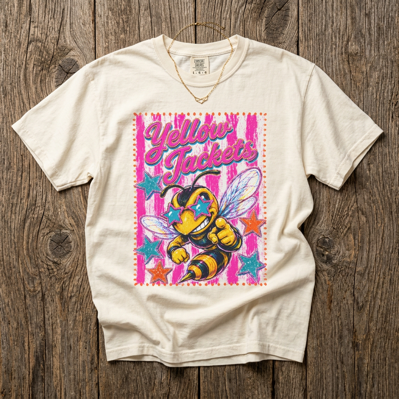 Yellow Jackets Retro Bee Graphic Comfort Colors T-Shirt