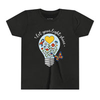 Inspirational Bella Canvas Youth Tee: Let Your Light Shine, Kids T-Shirt, Motivational Gift, Summer Wear, Autism Awareness