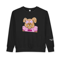 Bulldog with Pink Stars Rabbit Skins Toddler Crewneck Sweatshirt