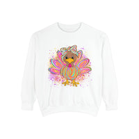Neon Thanksgiving Turkey Comfort Colors Unisex Crewneck Sweatshirt