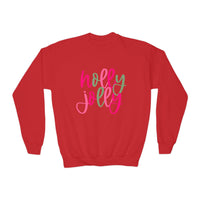 Holly Jolly Youth Crewneck Sweatshirt, Holiday Sweatshirt, Christmas Gift, Winter Apparel, Kids Crewneck, Gildan