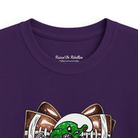'Green Wave' Glitter Football Bow - Youth Gildan T-shirt