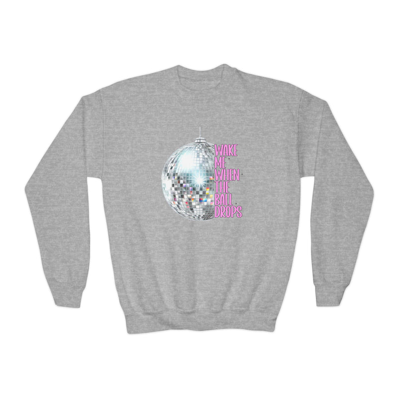 Youth New Year's Eve Disco Ball Crewneck Sweatshirt Gildan