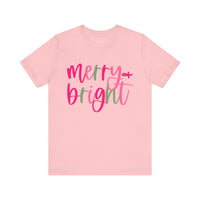 Merry & Bright Adult Unisex Tee, Christmas Shirt, Holiday Tshirt, Festive Apparel, Bella Canvas Shirt