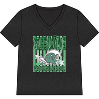 Green Wave Mascot Bella Canvas V-Neck Tee — West Point High School Shirt