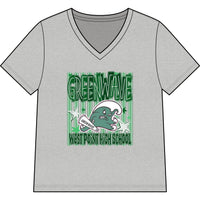 Green Wave Mascot Bella Canvas V-Neck Tee — West Point High School Shirt