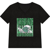 Green Wave Mascot Bella Canvas V-Neck Tee — West Point High School Shirt