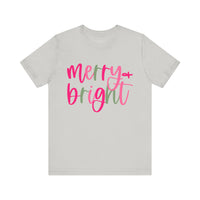 Merry & Bright Adult Unisex Tee, Christmas Shirt, Holiday Tshirt, Festive Apparel, Bella Canvas Shirt