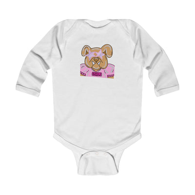 Baby Onesie, MSU Bulldogs Starkville Pink Athletic College Football SEC, Infant Long Sleeve Bodysuit, Girly Rabbit Skins, Cute MS State