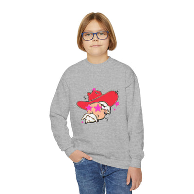 Youth Gildan Crewneck Sweatshirt with Preppy Mascot, Colonel Reb, Ole Miss Rebel Football outfit, College Football, SEC