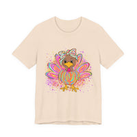 Neon Girly Thanksgiving Turkey Bella Canvas Women's T-Shirt, Unisex Tee, Cute Festival Top, Funny Holiday Shirt, Trendy Turkey Day Apparel