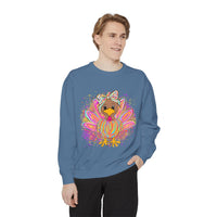 Neon Thanksgiving Turkey Comfort Colors Unisex Crewneck Sweatshirt