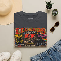'Legends Never Die' Rock Bands Gildan Soft-style T-Shirt — Nirvana AC/DC Pink Floyd Queen Led Zeppelin Collage