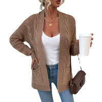 Drizzle Twist Cardigan Sweater Women Mid-length Twisted Rope Cardigan