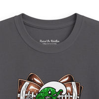 'Green Wave' Glitter Football Bow - Youth Gildan T-shirt