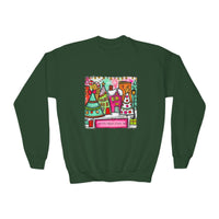 Festive Christmas Cityscape with Customized Zip Code Youth Gildan Crewneck Sweatshirt
