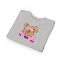 Bulldog with Pink Stars Rabbit Skins Toddler Sweatshirt