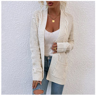 Drizzle Twist Cardigan Sweater Women Mid-length Twisted Rope Cardigan