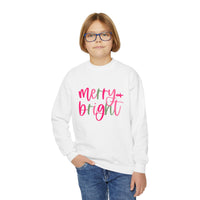 'Merry & Bright' Gildan Youth Crewneck Sweatshirt for Christmas