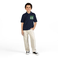 Youth Polo with Green Wave – Kids Cotton DryBlend® Jersey