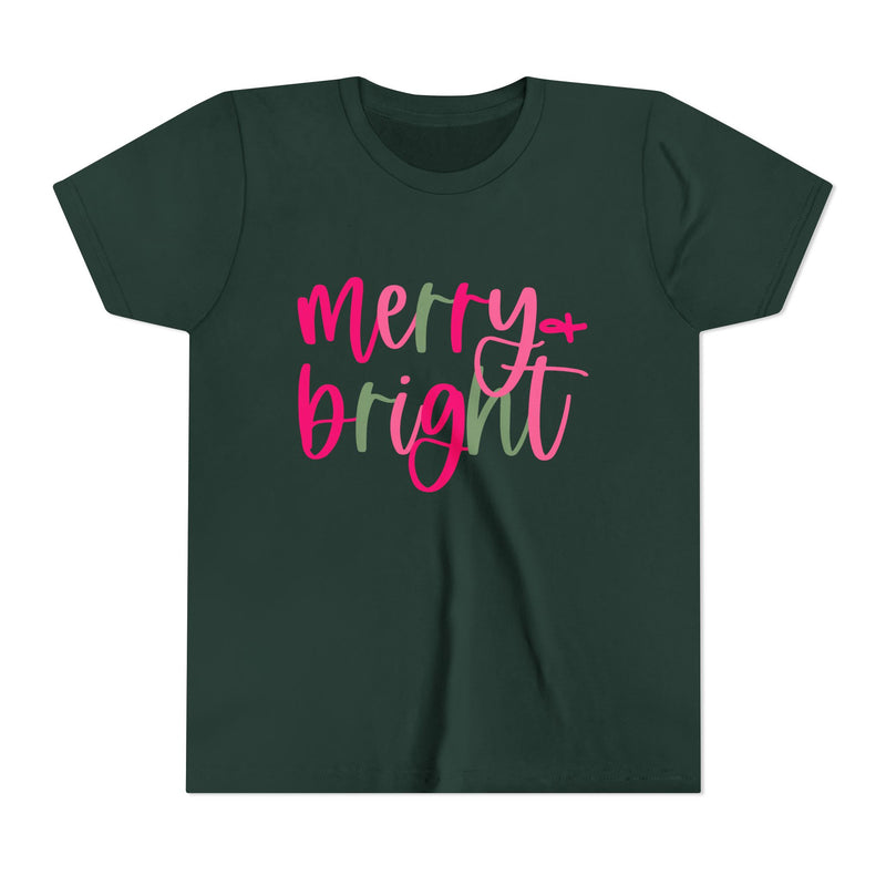 'Merry & Bright' Christmas Bella Canvas Youth T-shirt