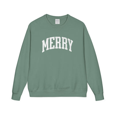'Merry' Hanes Crewneck Sweatshirt for Christmas